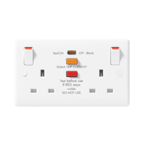 822DPRCD RCD Socket 13A  DP Switched 3″ X 6″ BG