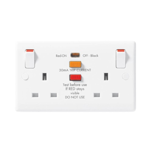 822DPRCD RCD Socket 13A  DP Switched 3″ X 6″ BG